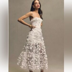 Anthropologie White Floral Wedding Dress